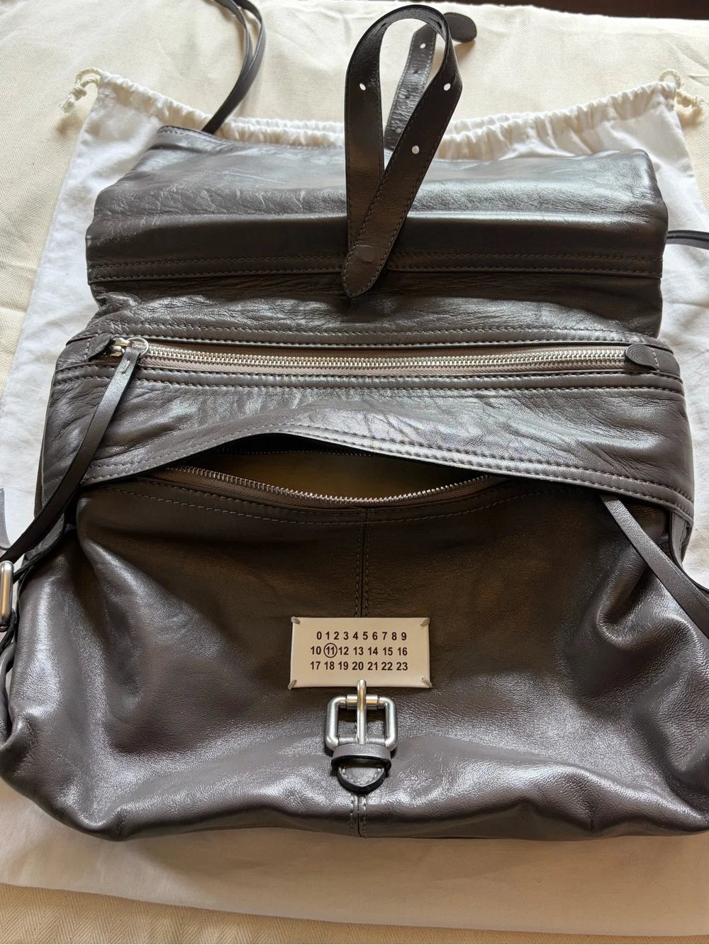 N/A grey leather